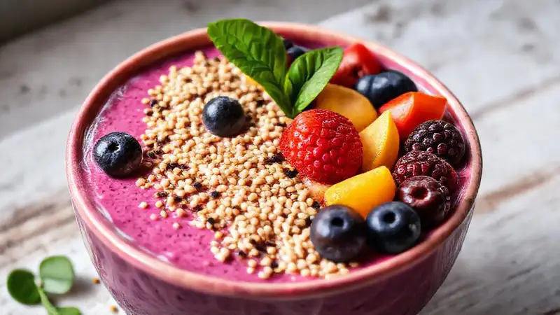 Batido colorido y saludable, apetitoso y vibrante