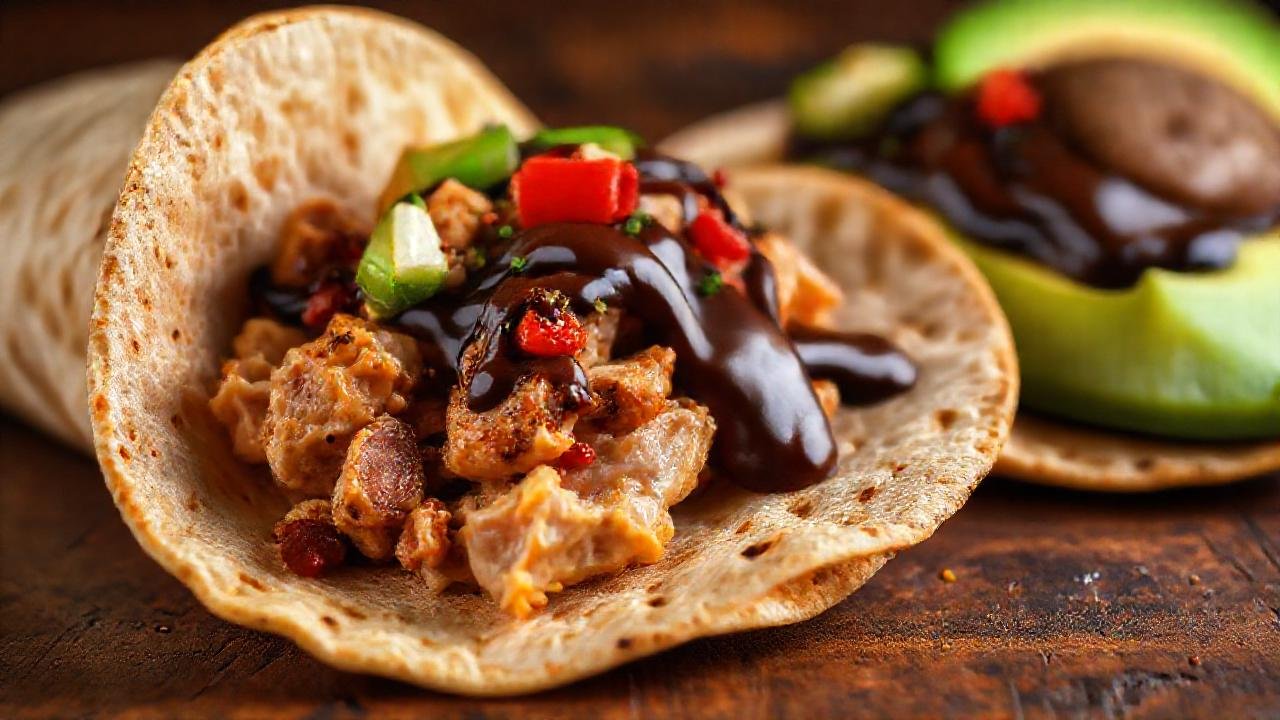 Tortilla apetitosa con elementos contrastantes