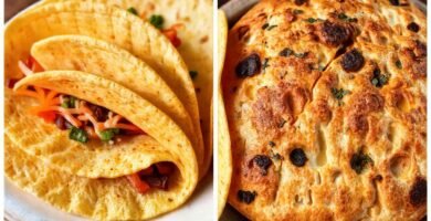 Tortillas y focaccia contrastan visualmente