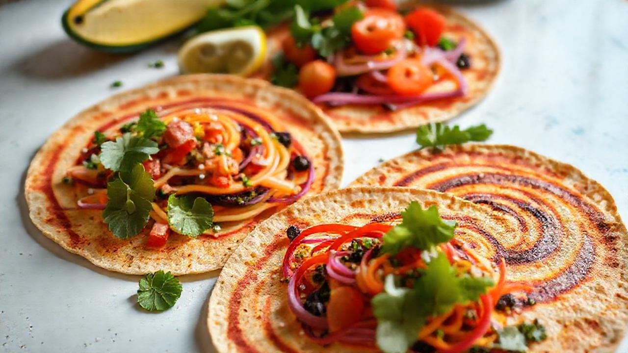 Brunch colorido y apetitoso en estudio