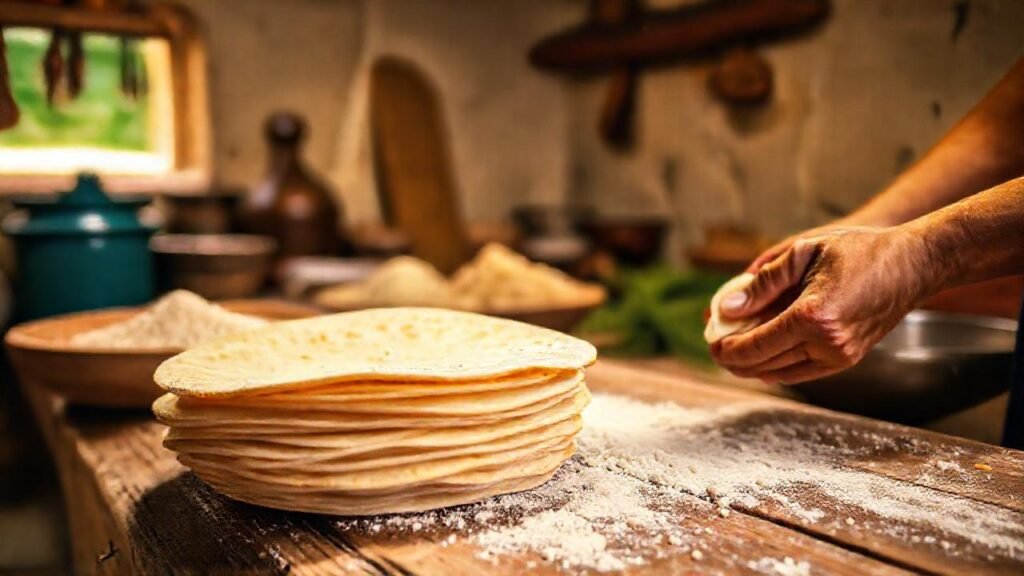 Tortas recién hechas en cocina mexicana