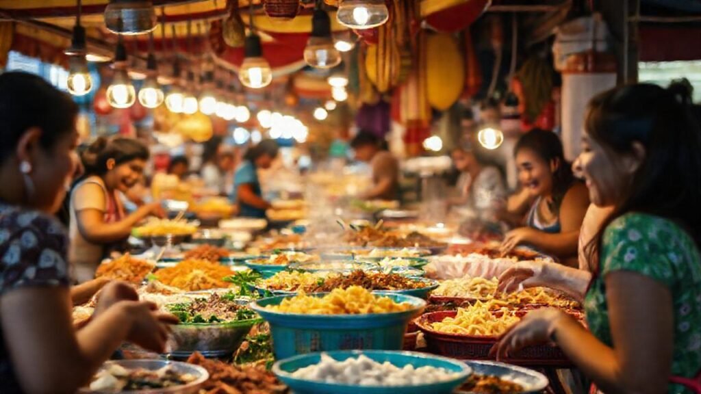 Sabores latinoamericanos vibrantes en mercados alegres