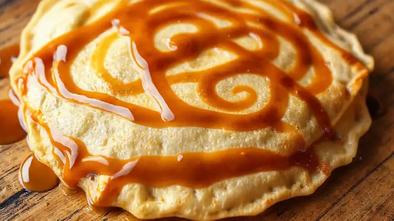 Una tortilla dorada y tentadora brilla