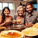 Familia feliz en cocina acogedora