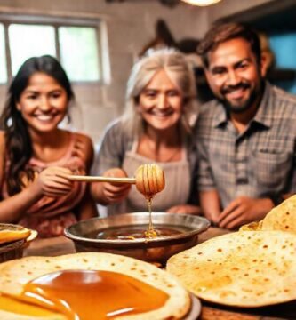 Familia feliz en cocina acogedora
