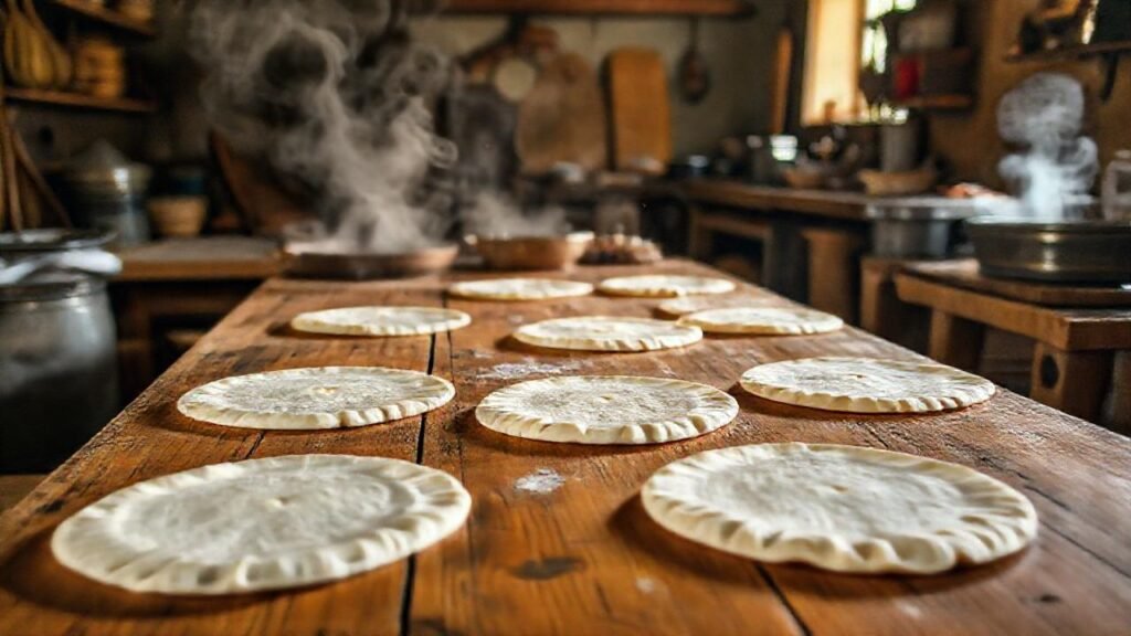 Familia prepara tortillas calientes en cocina
