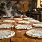 Familia prepara tortillas calientes en cocina