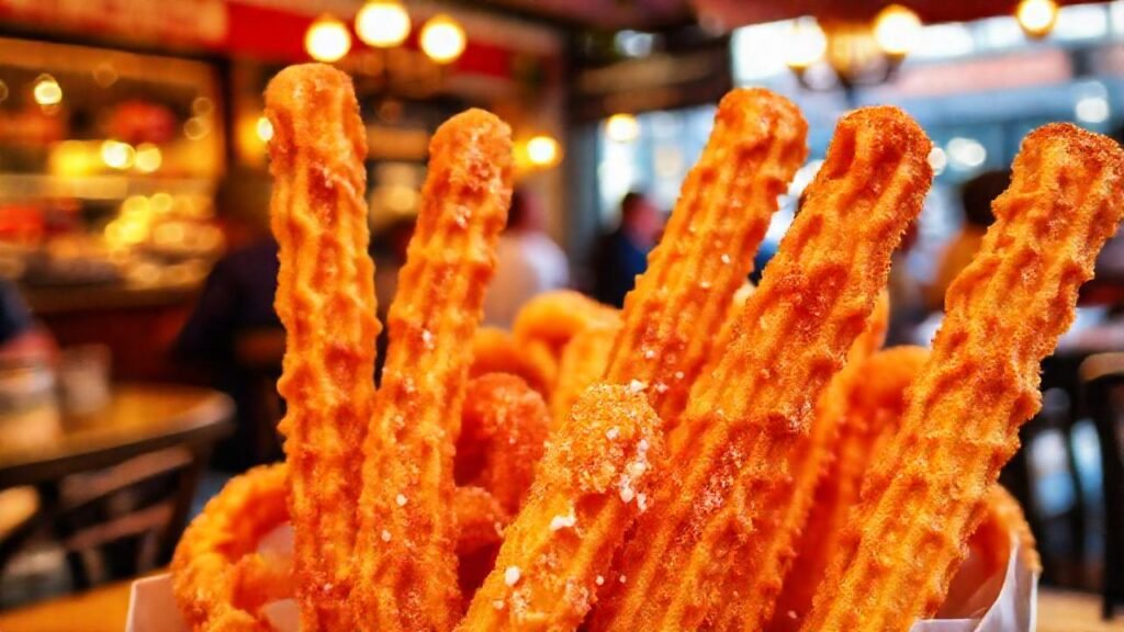 Churros dorados: deliciosa y cálida experiencia