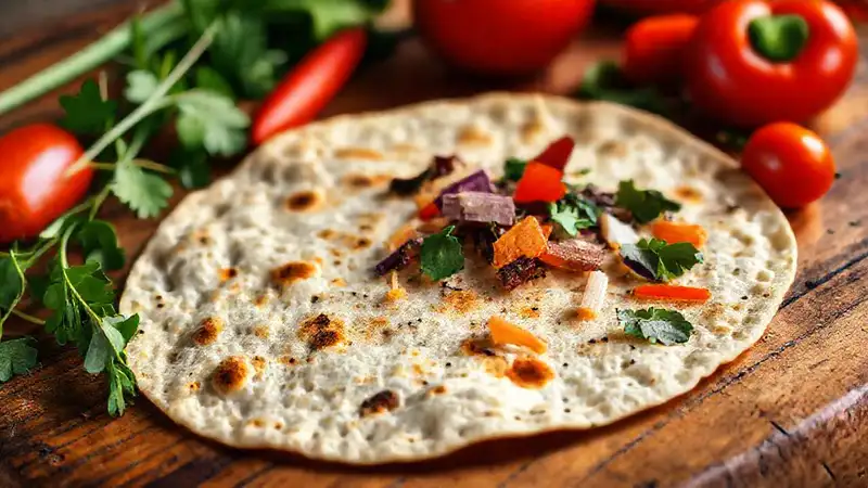 Tortilla apetitosa en luz cálida