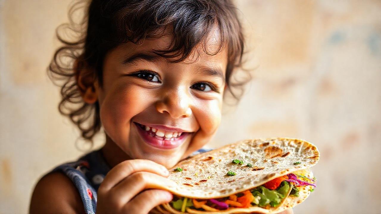 Tortilla vegana, alegre y colorida