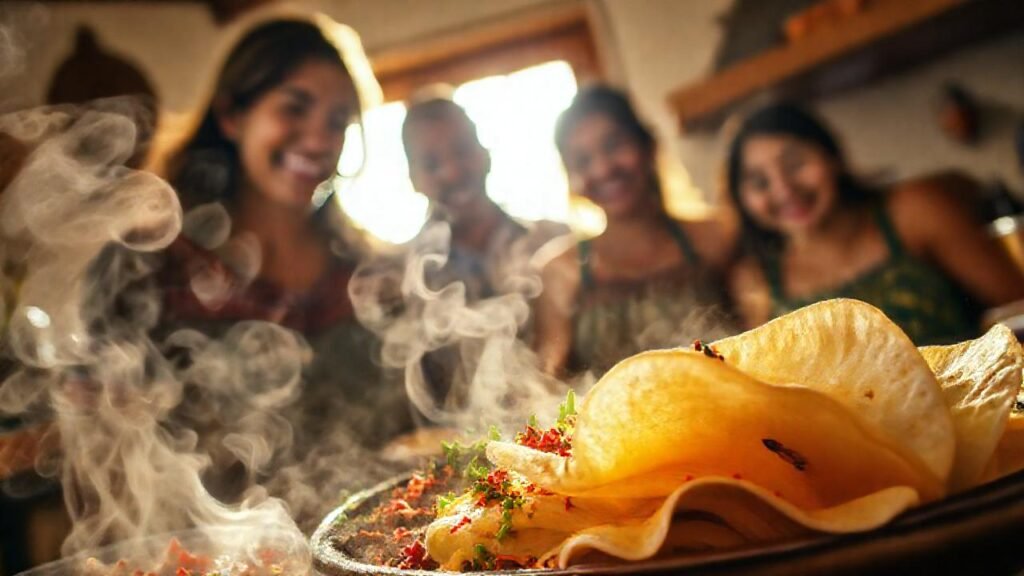 Una familia disfruta la cocina mexicana cálida