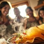 Una familia disfruta la cocina mexicana cálida