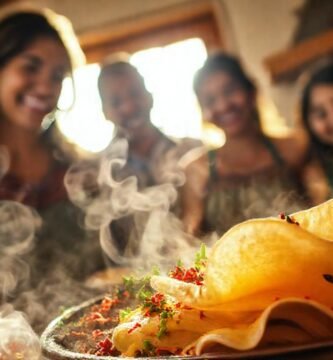 Una familia disfruta la cocina mexicana cálida