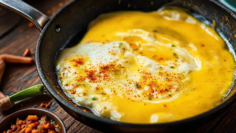 Especias indias cocinan un desayuno colorido