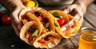 Tortillas coloridas y miel