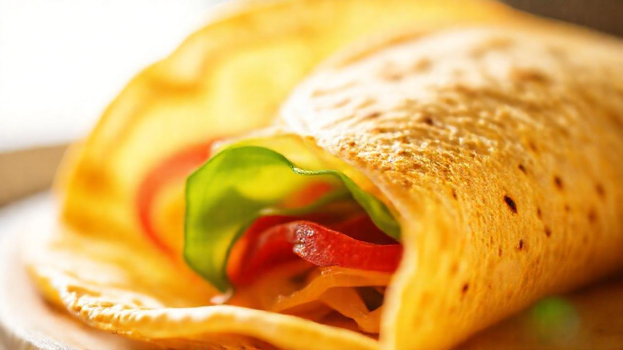 Tortilla colorida y apetitosa en estudio