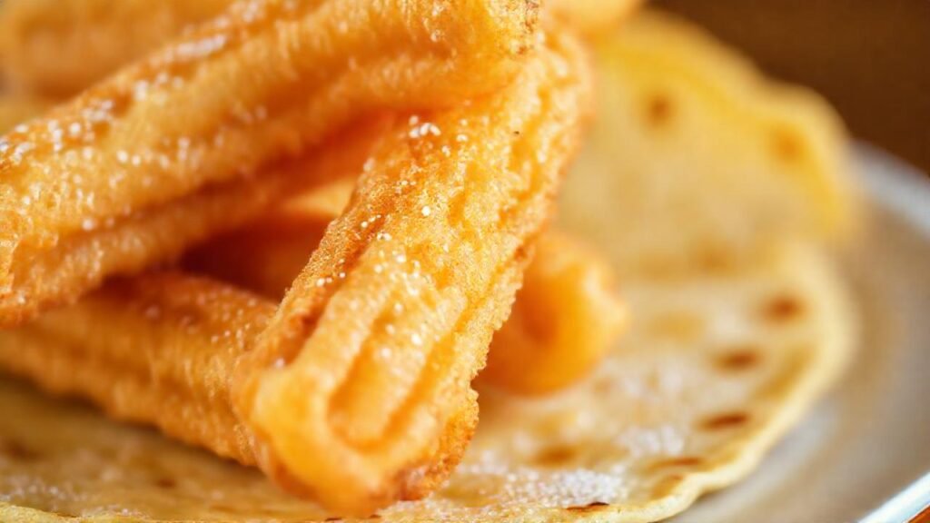 Churros dorados y tortilla sin gluten
