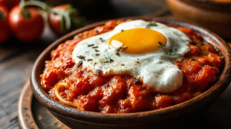 Menemen apetitoso en cerámica cálida