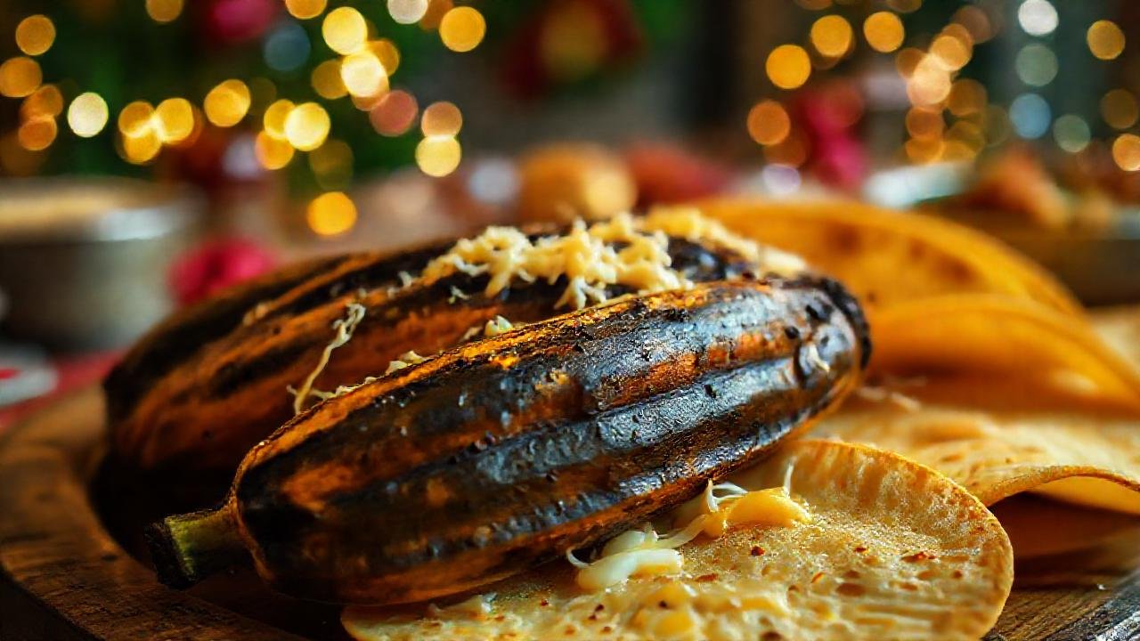Plátanos y queso decoran Navidad festiva