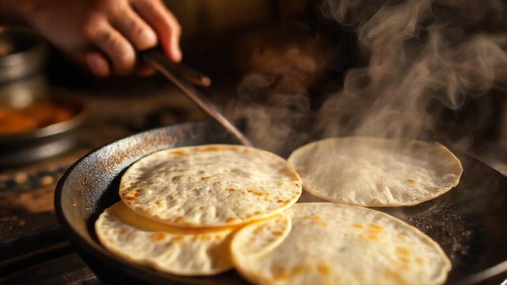 Tortillas doradas se cocinan con arte