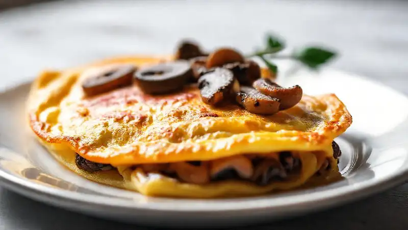 Un omelette francés apetitoso y dorado