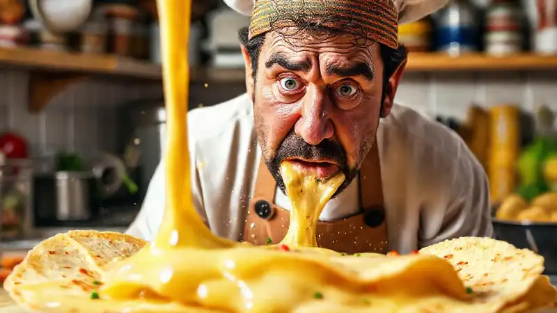 Un chef frustrado enfrenta una tortilla descontrolada