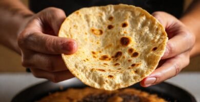 Tortilla dorada se voltea