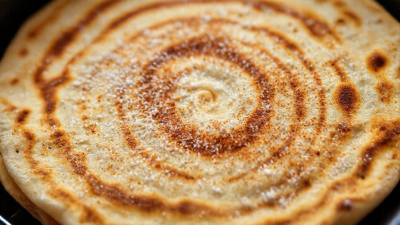 Tortilla cálida, textura surreal y apetitosa