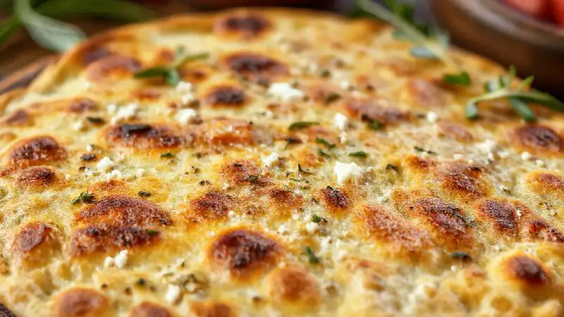 Tortilla de feta dorada y apetitosa