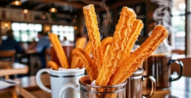 Un café acogedor con churros deliciosos