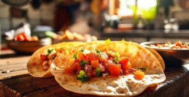 Tortillas cálidas y salsa