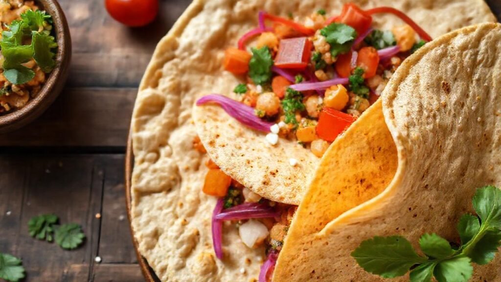 Tortillas veganas frescas y coloridas