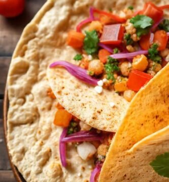 Tortillas veganas frescas y coloridas