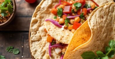 Tortillas veganas frescas y coloridas