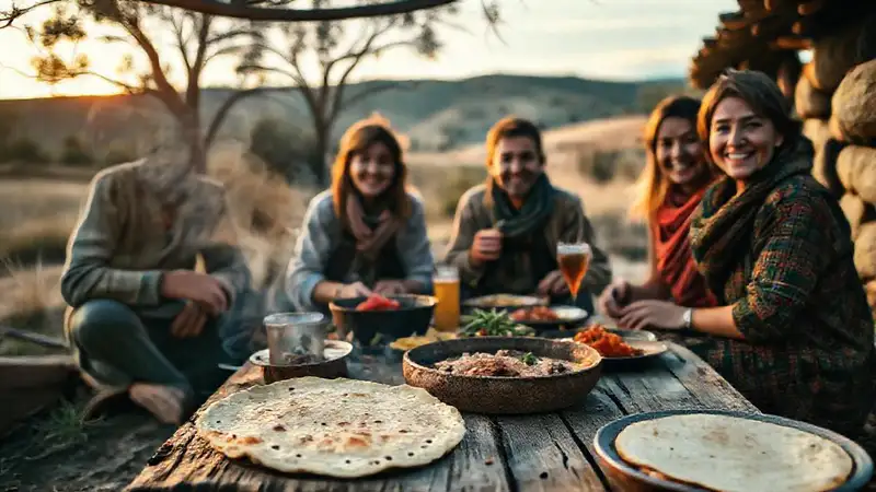 Familia feliz disfruta cocina rústica española