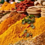 Especias indias iluminan un mercado vibrante
