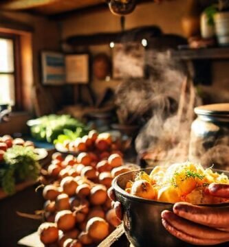 Cocina rústica con ingredientes locales