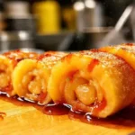 Un plato japonés dorado y apetitoso