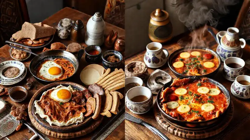 Un desayuno turco colorido y apetitoso