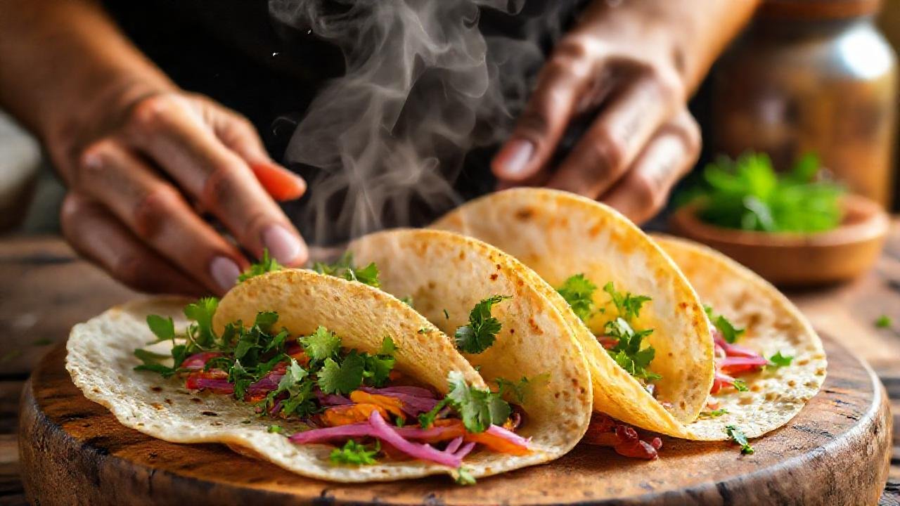 Tortillas veganas, coloridas y apetitosas