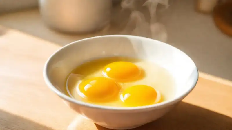 Huevos amarillos brillantes en cerámica minimalista