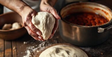Manos crean masa tradicionalmente
