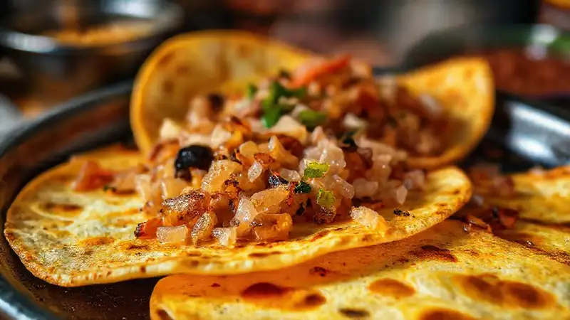 Tortillas sabrosas en México iluminadas cálidamente