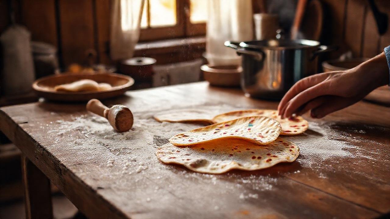 Cocina cálida, tortillas y manos creativas