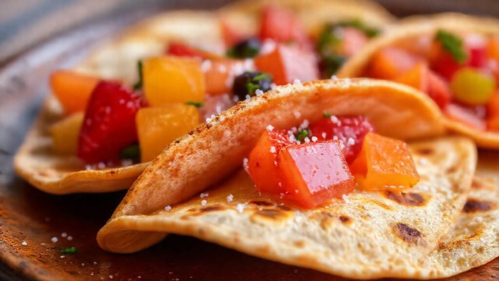 Fotografía apetecible de frutas y tortillas