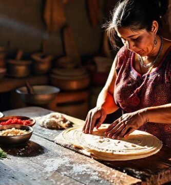 Mujer mexicana prepara tortillas tradicionales