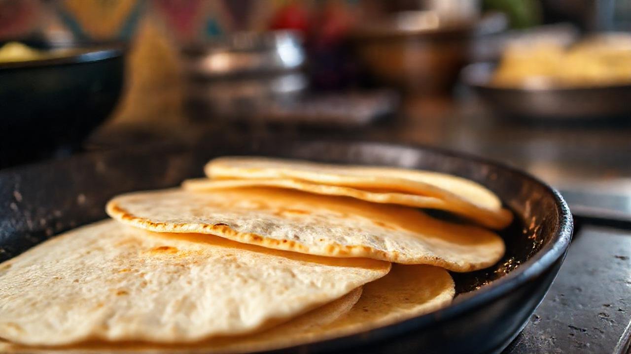 Tortillas chispeantes en cocina mexicana