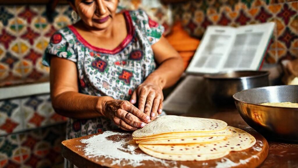 Mujer mexicana amasa tortillas con pasión