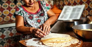 Mujer mexicana amasa tortillas con pasión