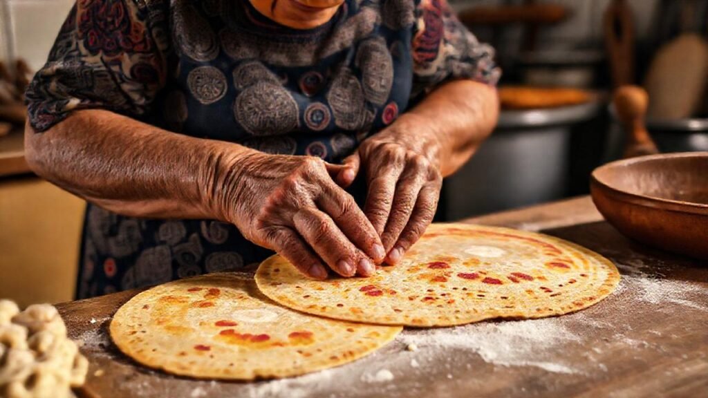 Abuela mexicana moldea tortillas con tradición